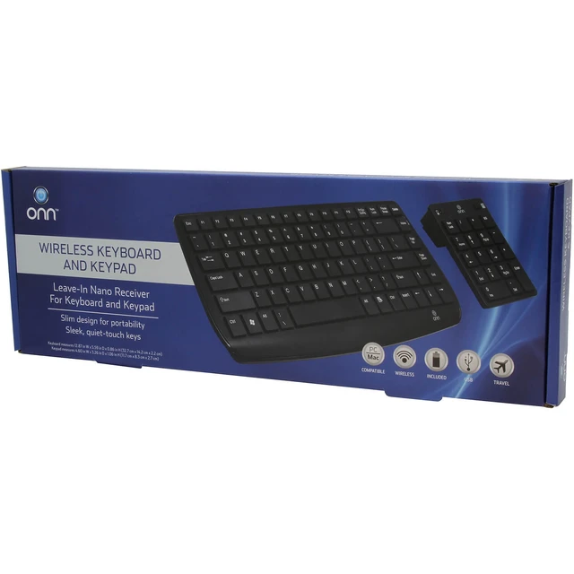 Alt view image 5 of 5 - Onn 2.4GHz 87-Key Wireless Keyboard & 18-Key Keypad w/ USB Receiver - Black