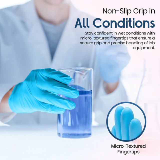 Alt view image 4 of 7 - Nitrile Disposable Gloves 4 Mil Powder Latex Free Exam Medical Blue Medium 200PK