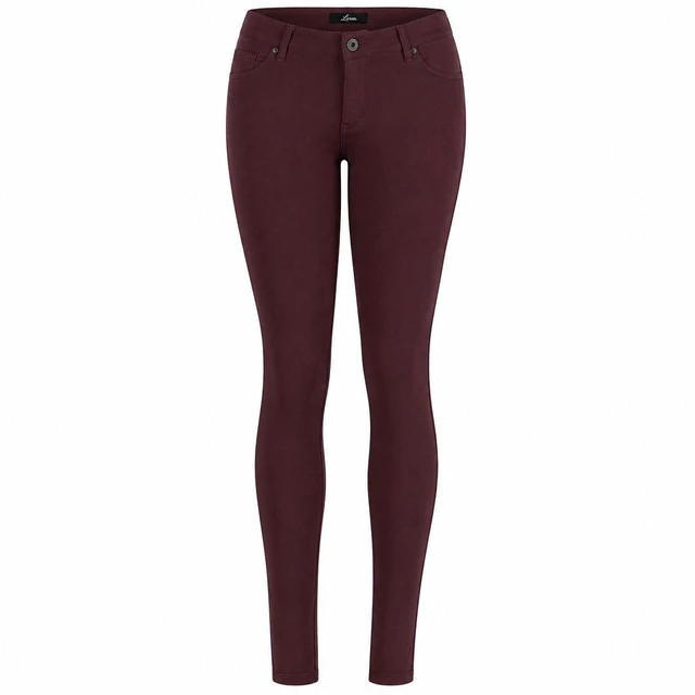 Main image of La Bijou 611 Ultra Stretch Slim Fit Pants Jeggings for Women Juniors, Burgundy, L