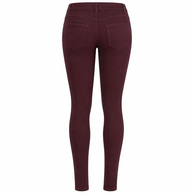 Alt view image 2 of 2 - La Bijou 611 Ultra Stretch Slim Fit Pants Jeggings for Women Juniors, Burgundy, L