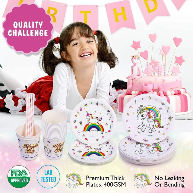 Alt view image 7 of 7 - 116 Pcs Unicorn Balloon Plates Cups Napkins Straws Birthday Party Supplies Set