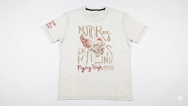 Main image of Von Dutch Men's "Motor Oil" Short Sleeve Crew Neck T-Shirt Off White, L