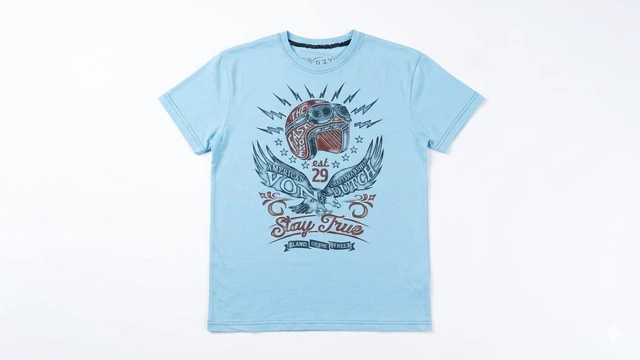 Main image of Von Dutch Men's "American Craftsmanship" Short Sleeve Crew Neck T-Shirt Baby Blue, XL