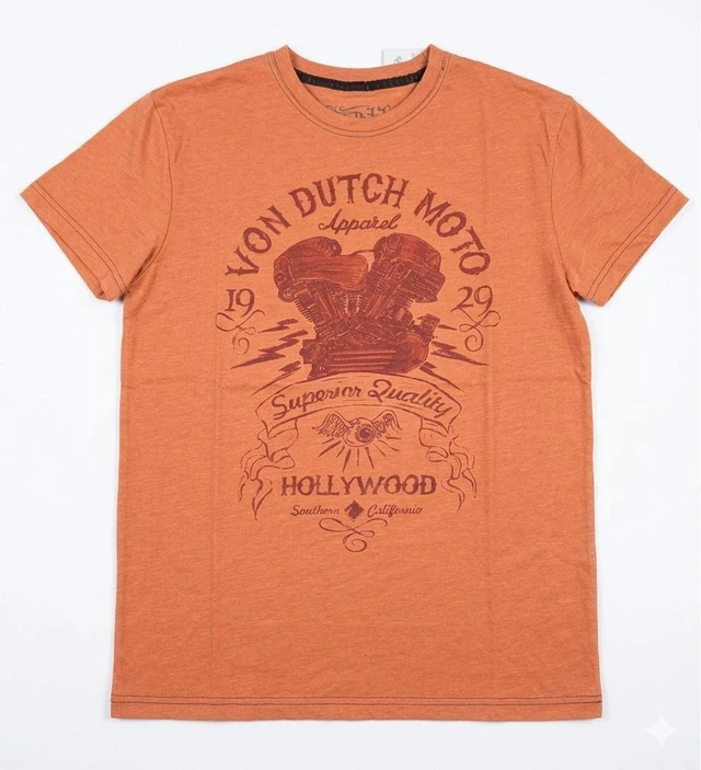 Main image of Von Dutch Men's "Superior Quality" Short Sleeve Crew Neck T-Shirt Light Orange, L