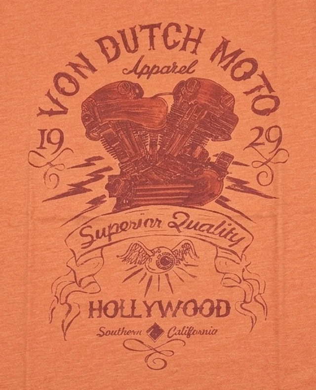 Alt view image 3 of 4 - Von Dutch Men's "Superior Quality" Short Sleeve Crew Neck T-Shirt Light Orange, L
