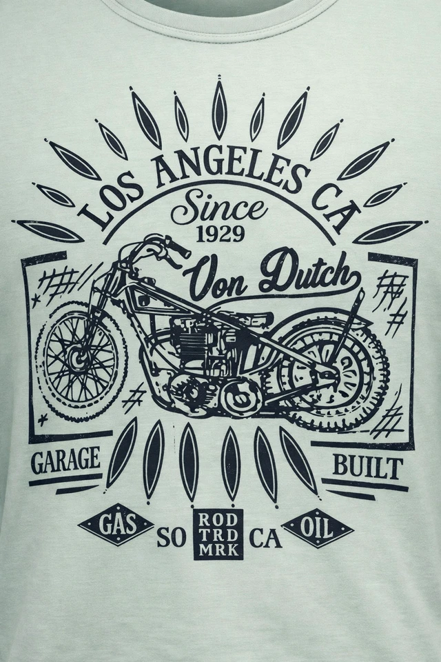 Alt view image 3 of 5 - Von Dutch Mens Los Angeles 1929 Motorcycle Graphic TShirt Sage Green 2XL