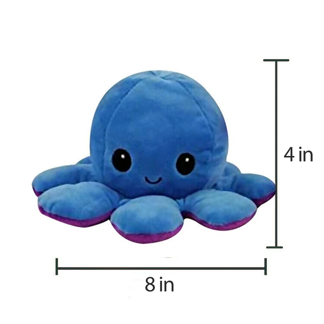 Alt view image 2 of 2 - Reversible Flip Octopus Stuffed Double Sided Toy Plush Soft Animal Home - Blue