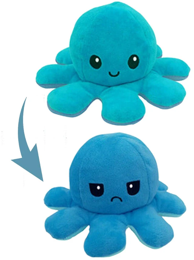Main image of Reversible Flip Octopus Stuffed Double Sided Toy Plush Soft Animal Home - Blue