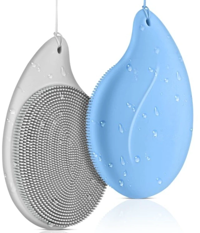 Main image of 2 PCS Soft Silicone Face Cleansing Massaging Scrubber Brush with Storage Case
