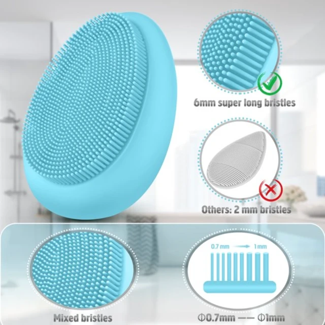 Alt view image 3 of 7 - 2pcs Silicone Facial Cleansing Soft Massaging Brush Face Massager & Storage Case