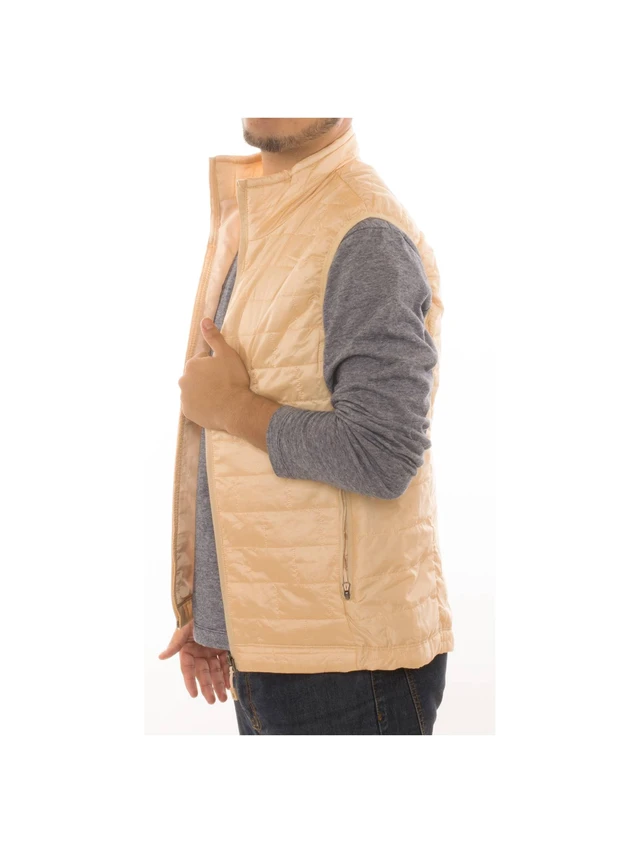 Alt view image 6 of 7 - Men's Puffer Quilted Water Repellent Full Zipper Packable Vest Jacket Coat - Cream - Large