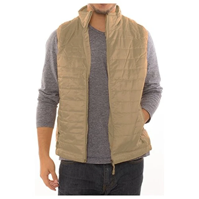 Alt view image 3 of 3 - Men's Puffer Quilted Water Repellent Full Zipper Packable Vest Jacket Coat - Khaki - Small