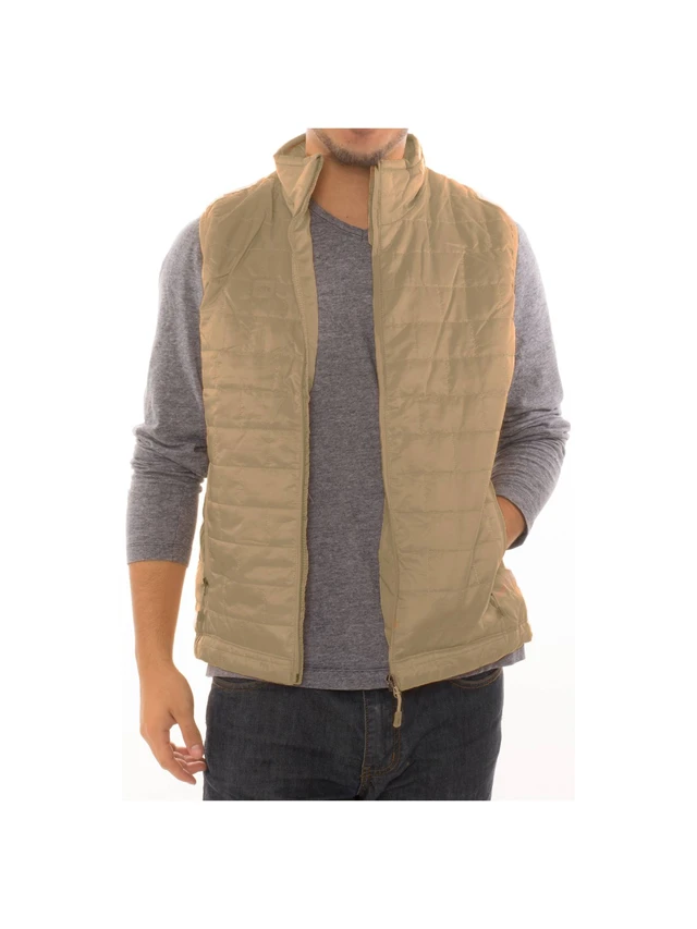 Alt view image 2 of 3 - Men's Puffer Quilted Water Repellent Full Zipper Packable Vest Jacket Coat - Khaki - Small