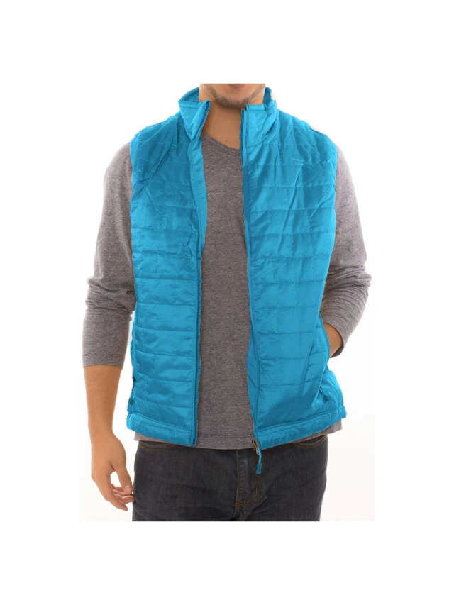 Alt view image 6 of 7 - Men's Puffer Quilted Water Repellent Full Zipper Packable Vest Jacket Coat - Teal - Small
