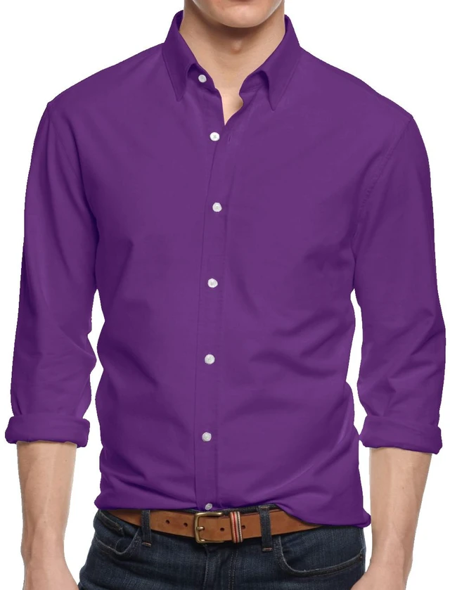 Main image of Alta Men's Long Sleeve Button Down Cotton Extra Slim Fit Pointed Collar Dress Shirt - Grape - Large