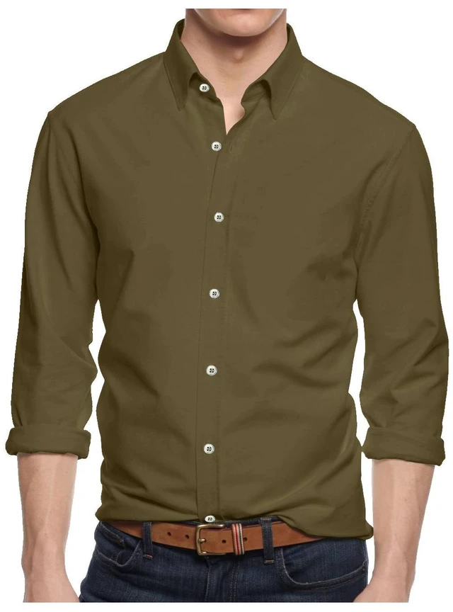 Alt view image 2 of 4 - Alta Men's Long Sleeve Button Down Cotton Extra Slim Fit Pointed Collar Dress Shirt - Khaki - Small