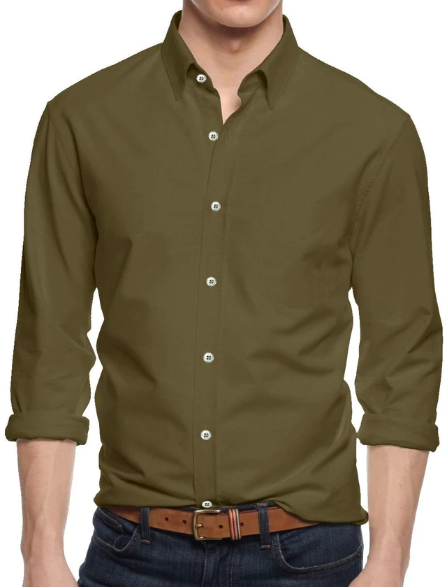Alt view image 4 of 4 - Alta Men's Long Sleeve Button Down Cotton Extra Slim Fit Pointed Collar Dress Shirt - Khaki - Small