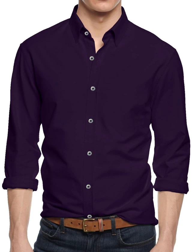 Main image of Alta Men's Long Sleeve Button Down Cotton Extra Slim Fit Pointed Collar Dress Shirt - Purple - Medium