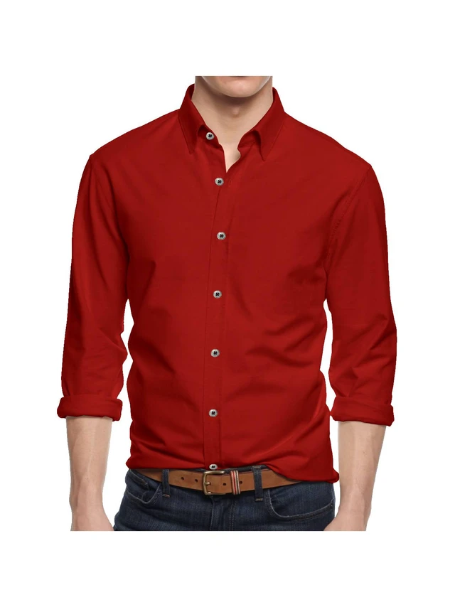 Alt view image 2 of 4 - Alta Men's Long Sleeve Button Down Cotton Extra Slim Fit Pointed Collar Dress Shirt - Red - Large