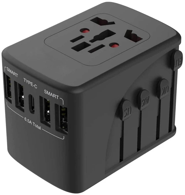 Main image of Travel Adapter 2000W Universal Plug Adapter for Worldwide Travel 4 USB Ports