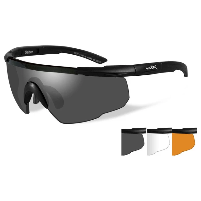 Alt view image 4 of 6 - Wiley X Saber Advanced Sunglasses Ballistic Eyewear - Smoke Grey / Clear / Light Rust Lens