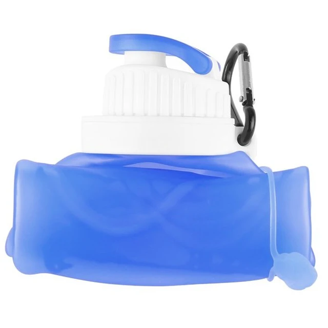 Alt view image 3 of 7 - Foldable Collapsible Silicone Water Bottle BPA Free 17oz 500ml Blue Sports New