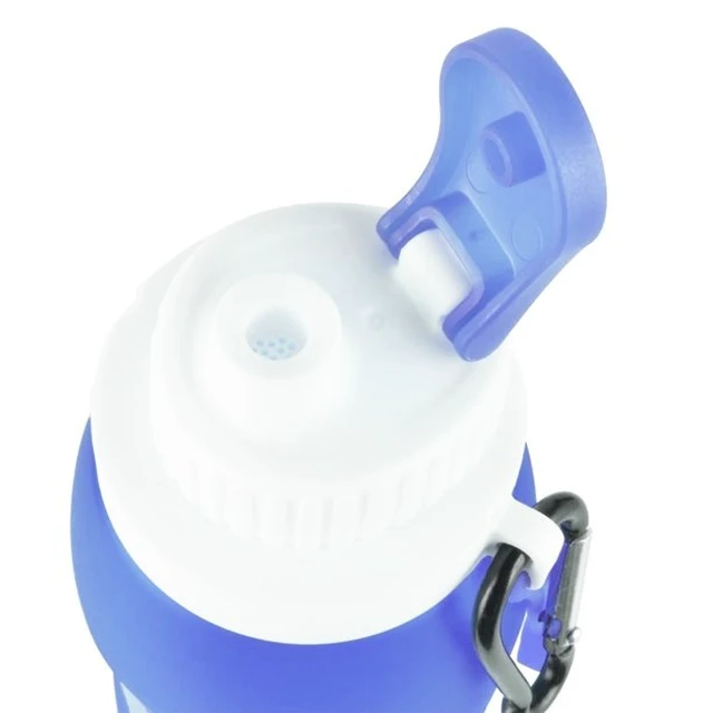 Alt view image 2 of 7 - Foldable Collapsible Silicone Water Bottle BPA Free 17oz 500ml Blue Sports New