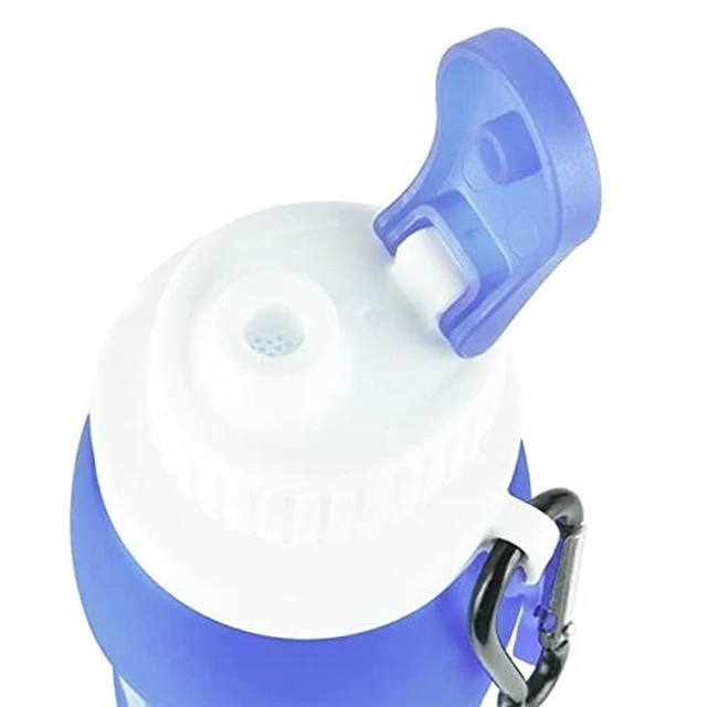 Alt view image 7 of 7 - Foldable Collapsible Silicone Water Bottle BPA Free 17oz 500ml Blue Sports New