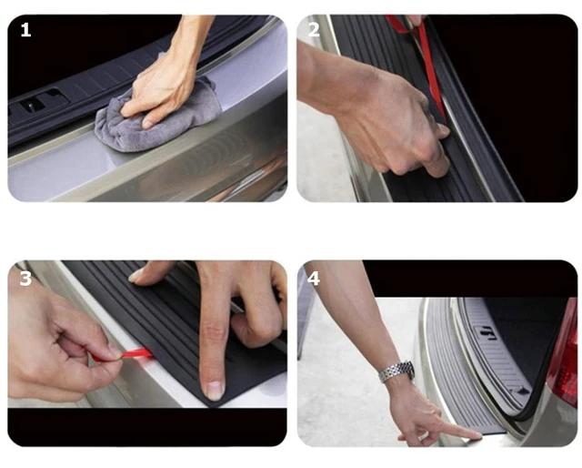 Alt view image 2 of 4 - Universal Car Rear Bumper Protector Guard Black Rubber Anti-Scratch Trim Cover