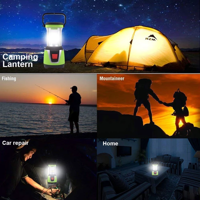 Alt view image 2 of 7 - Vibelite Outdoor LED Camping and Emergency Portable Lantern w/ Flashlight-Green