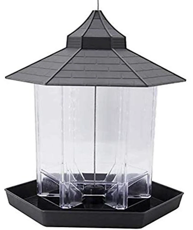 Alt view image 2 of 4 - Wild Bird Feeder Outdoor Hanging Squirrel Proof Hexagon Panorama Hopper Yard New