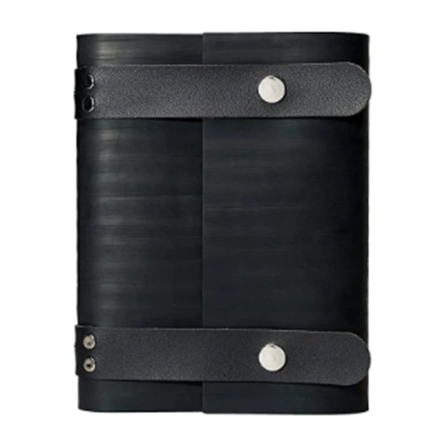 Alt view image 3 of 4 - Notebook Journal From Recycled Tires 240 Blank-Vegan Leather Straps 7X5 Charcoal