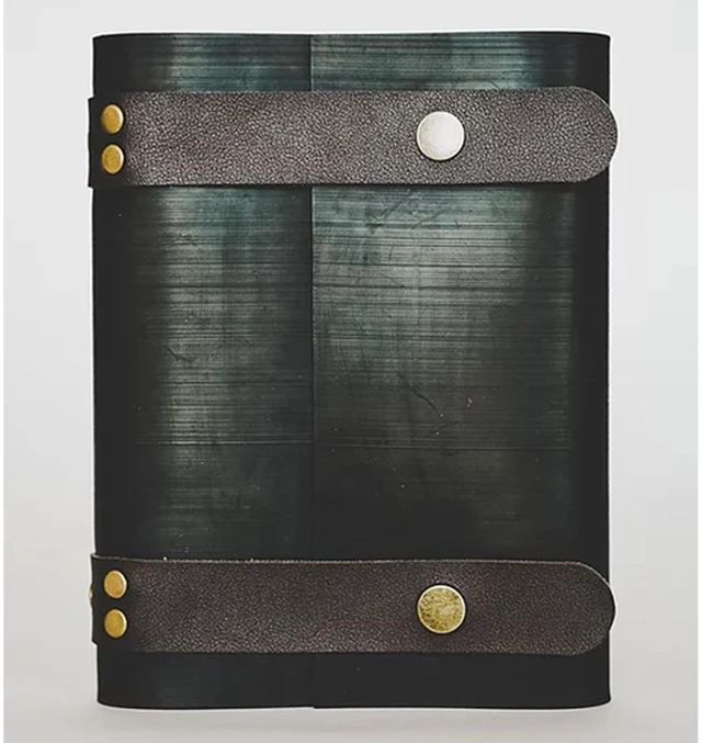 Main image of Notebook Journal From Recycled Tires 240 Blank-Vegan Leather Straps 7X5 - Coffee