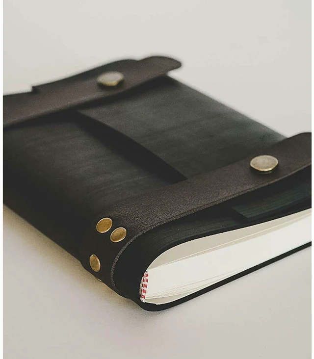 Alt view image 2 of 5 - Notebook Journal From Recycled Tires 240 Blank-Vegan Leather Straps 7X5 - Coffee