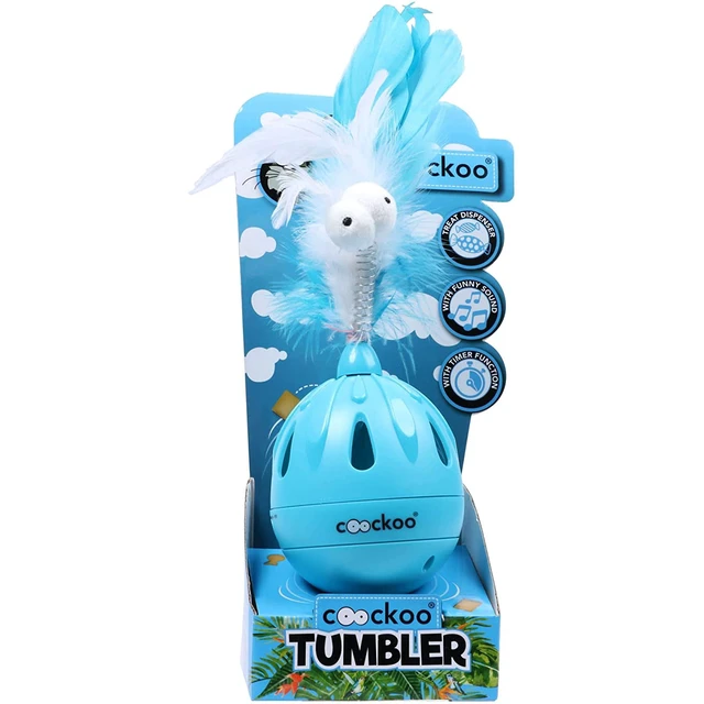 Alt view image 2 of 6 - Coockoo Tumbler Noise Making Cat Toy and Treat Dispenser With Timer, Blue