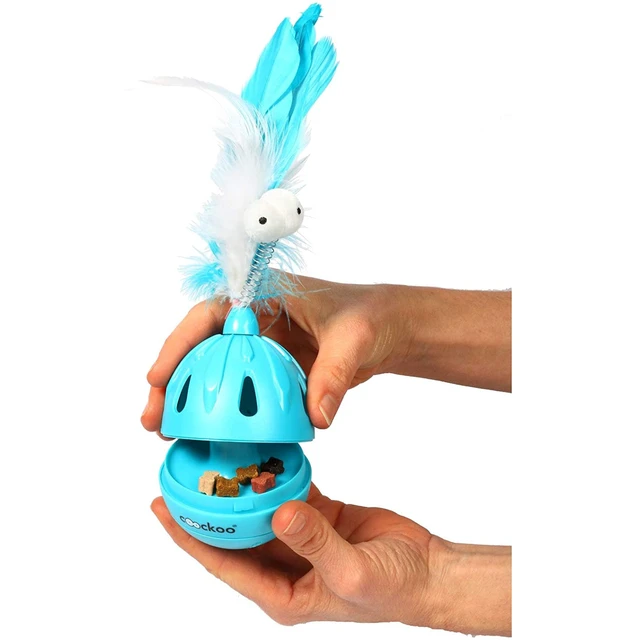 Alt view image 3 of 6 - Coockoo Tumbler Noise Making Cat Toy and Treat Dispenser With Timer, Blue