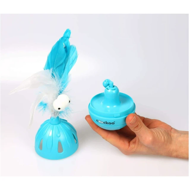 Alt view image 5 of 6 - Coockoo Tumbler Noise Making Cat Toy and Treat Dispenser With Timer, Blue