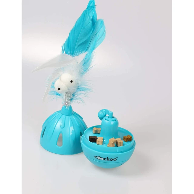 Alt view image 6 of 6 - Coockoo Tumbler Noise Making Cat Toy and Treat Dispenser With Timer, Blue