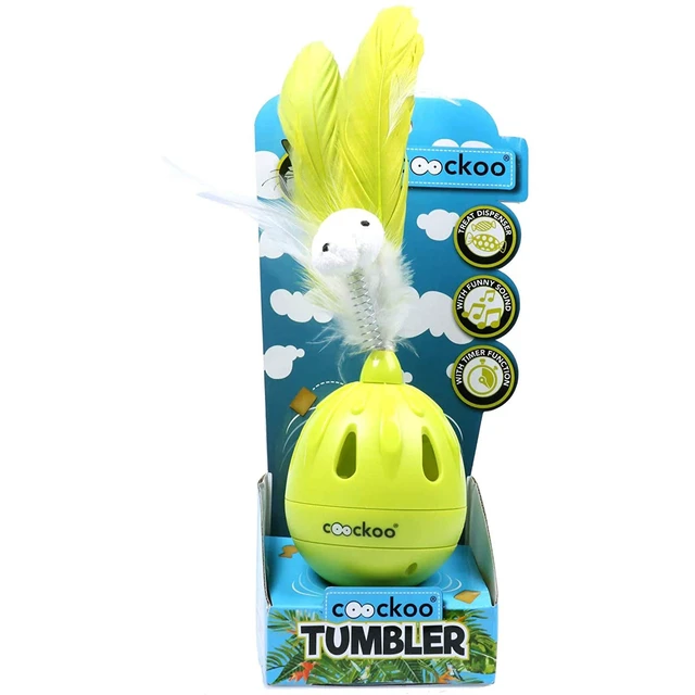 Alt view image 5 of 5 - Coockoo Tumbler Noise Making Cat Toy and Treat Dispenser with Timer, Lime