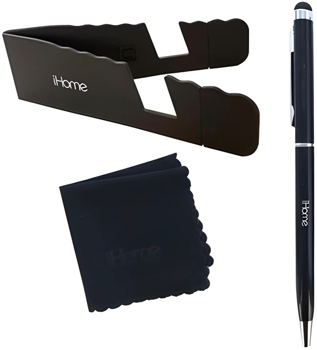 Main image of iHome 3-in-1 Stylus Pen Stand Microfiber Cloth Bundle Tablet Smartphone Black