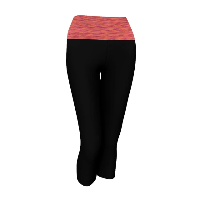 Alt view image 2 of 7 - Alta Women's Two Tone Foldover Yoga Capri Leggings Black/Carrot Small Stretch