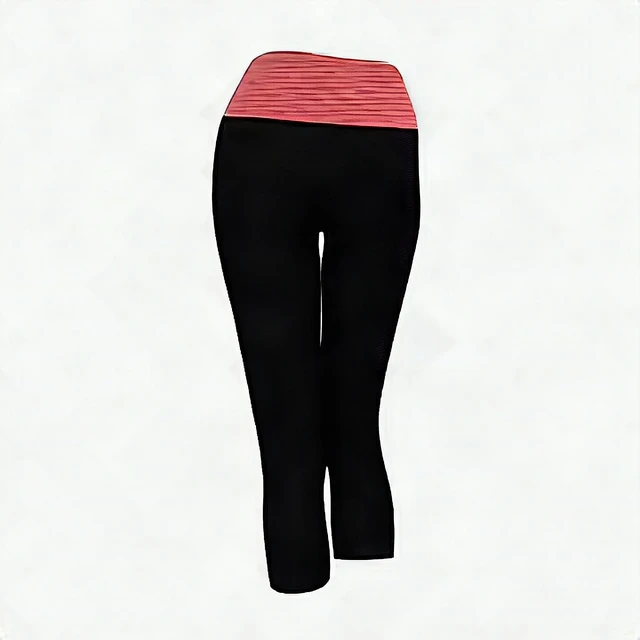 Alt view image 7 of 7 - Alta Women's Two Tone Foldover Yoga Capri Leggings Black/Carrot Small Stretch