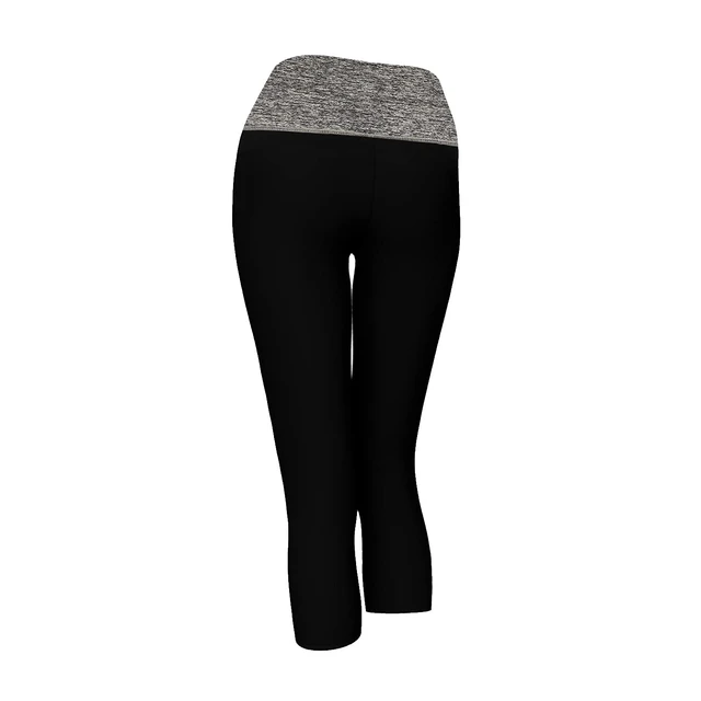 Alt view image 4 of 5 - Alta Women's Two Tone Foldover Stretch Yoga Capri Leggings Black Heather Grey