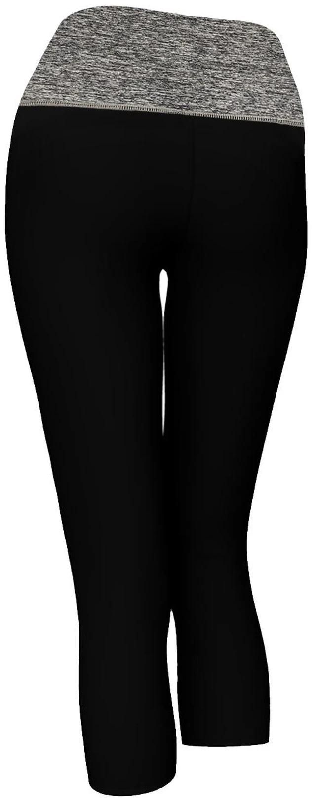 Main image of Alta Women's Two Tone Foldover Stretch Yoga Capri Leggings Black Heather Grey