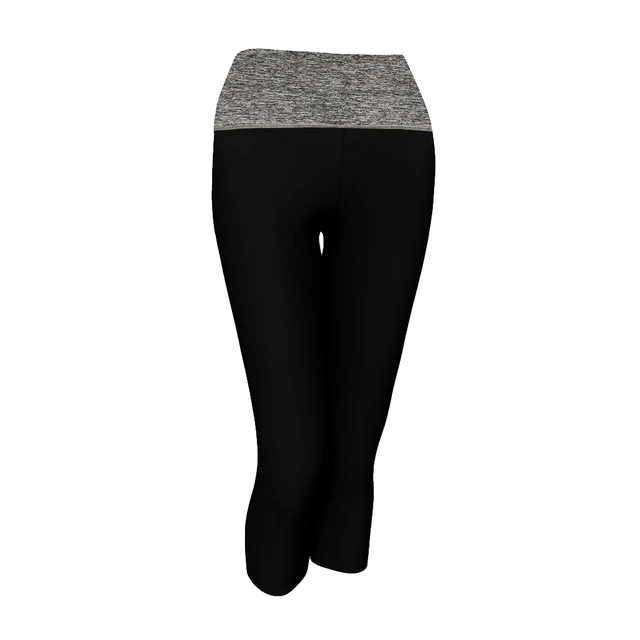 Alt view image 2 of 5 - Alta Women's Two Tone Foldover Stretch Yoga Capri Leggings Black Heather Grey