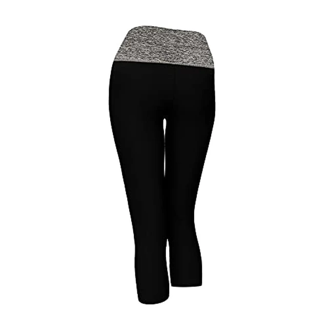 Alt view image 3 of 5 - Alta Women's Two Tone Foldover Stretch Yoga Capri Leggings Black Heather Grey