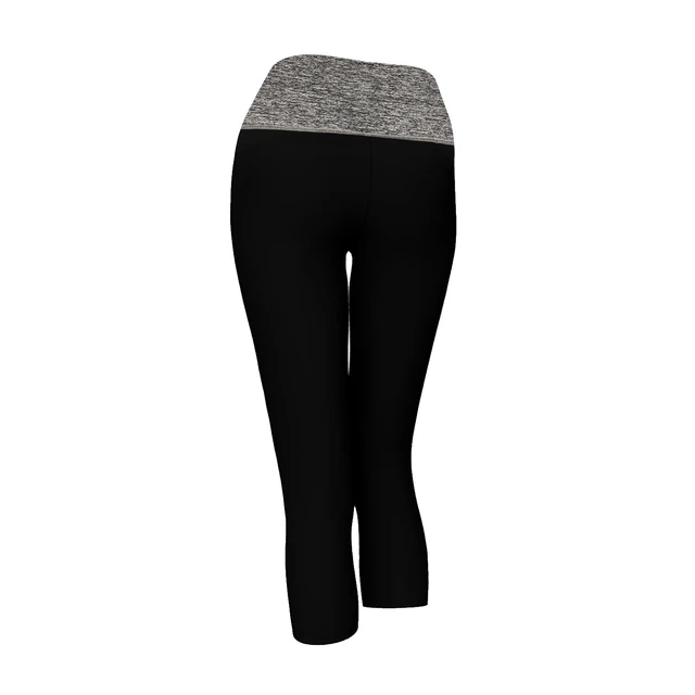 Alt view image 6 of 6 - Alta Women's Two Tone Foldover Stretch Yoga Capri Leggings Black Heather Grey
