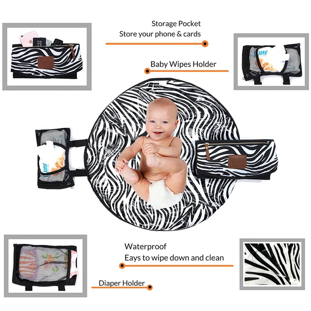Alt view image 2 of 4 - Portable Baby Diaper Changing Pad Waterproof Foldable Travel Mat White Black New
