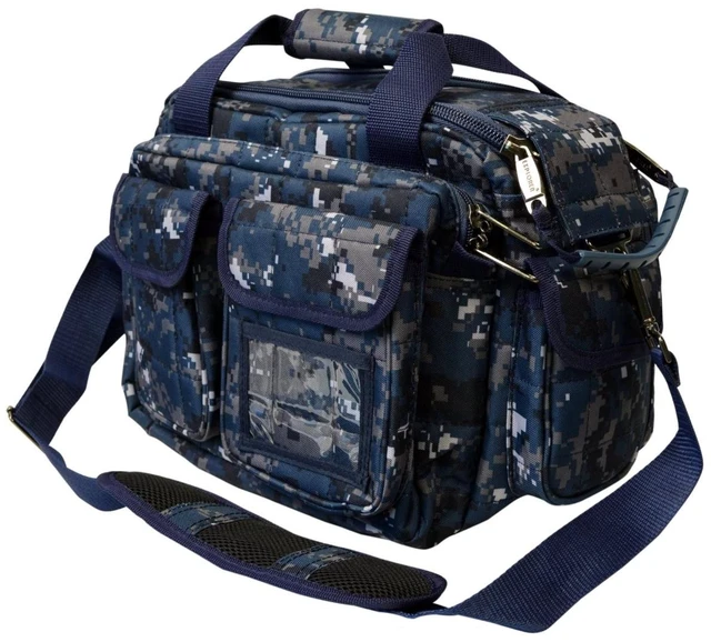 Alt view image 2 of 7 - Every Day Carry Tactical Shoulder Messenger Pistol Shooting Range Bag - Navy Digital
