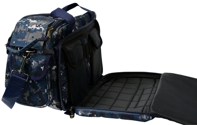 Alt view image 3 of 7 - Every Day Carry Tactical Shoulder Messenger Pistol Shooting Range Bag - Navy Digital